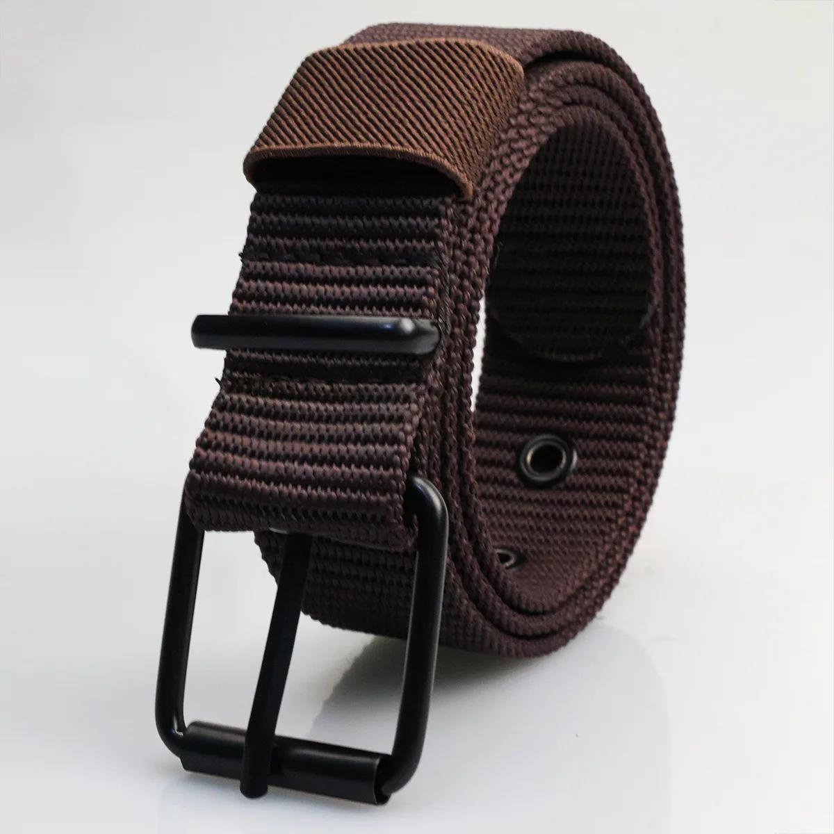 Nouvelles ceintures en toile à boucle ardillon poreuse pour hommes, ceinture polyvalente à la mode p