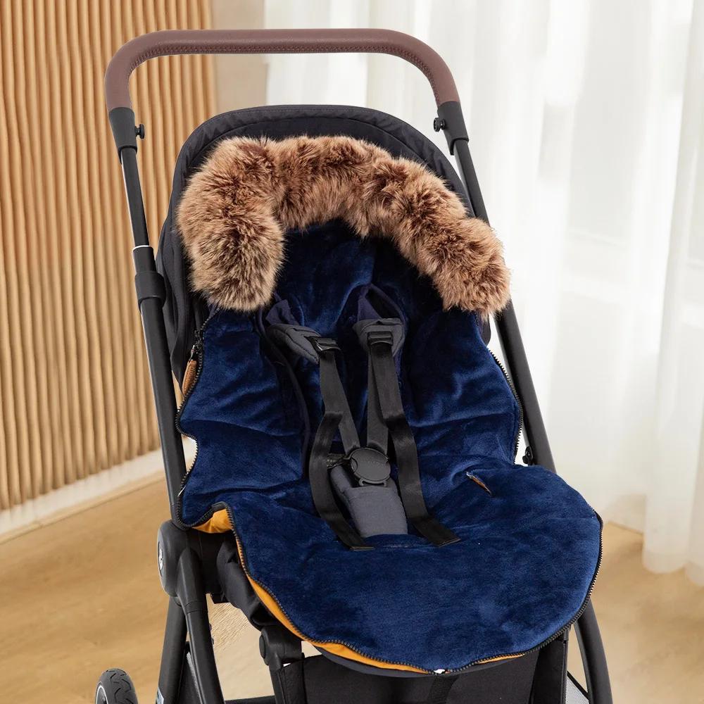 Chancelière de Poussette d'Hiver pour Bébé de 0 à 24 Mois, Sac Enveloppant, Patchwork Bleu Marine, C