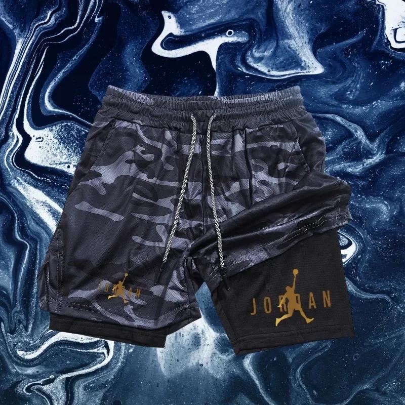 Short de sport pour hommes, vêtements de sport de saison, short moulant double couche 2 en 1, short