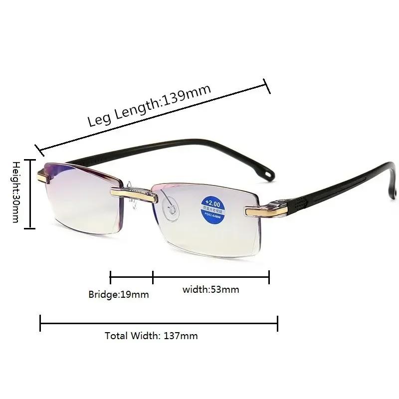 Lunettes de lecture sans bords pour hommes, classiques, Anti-lumière bleue, Vintage, presbytie, unis