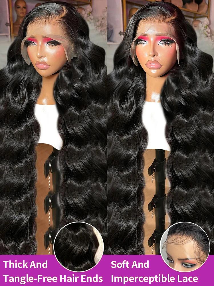 Perruque Lace Front Wig Body Wave sans colle pour femme, cheveux naturels, pre-à-porter, 13 age HD,