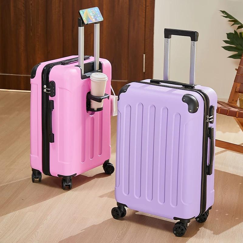 Valise à bagages de 20 à 28 pouces avec roulettes, sac de voyage avec porte-gobelet et support pour