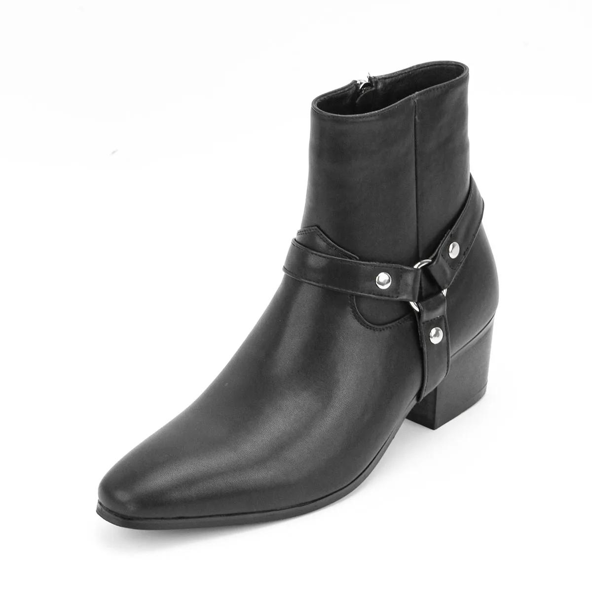 Bottes Chelsea à talons hauts pour hommes, double élastique