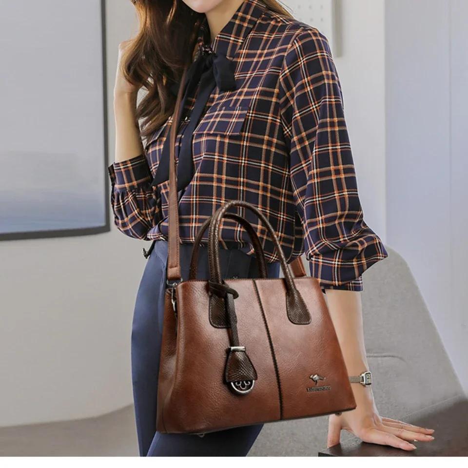 Sac à bandoulière Patchwork de luxe pour femmes, sac à main en cuir de grande capacité, fourre-tout