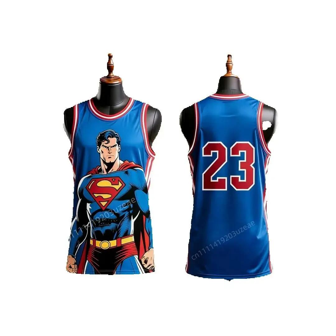 Maillot de basket Superman 23 pour homme, débardeur de sport sans manches en maille respirante, stre