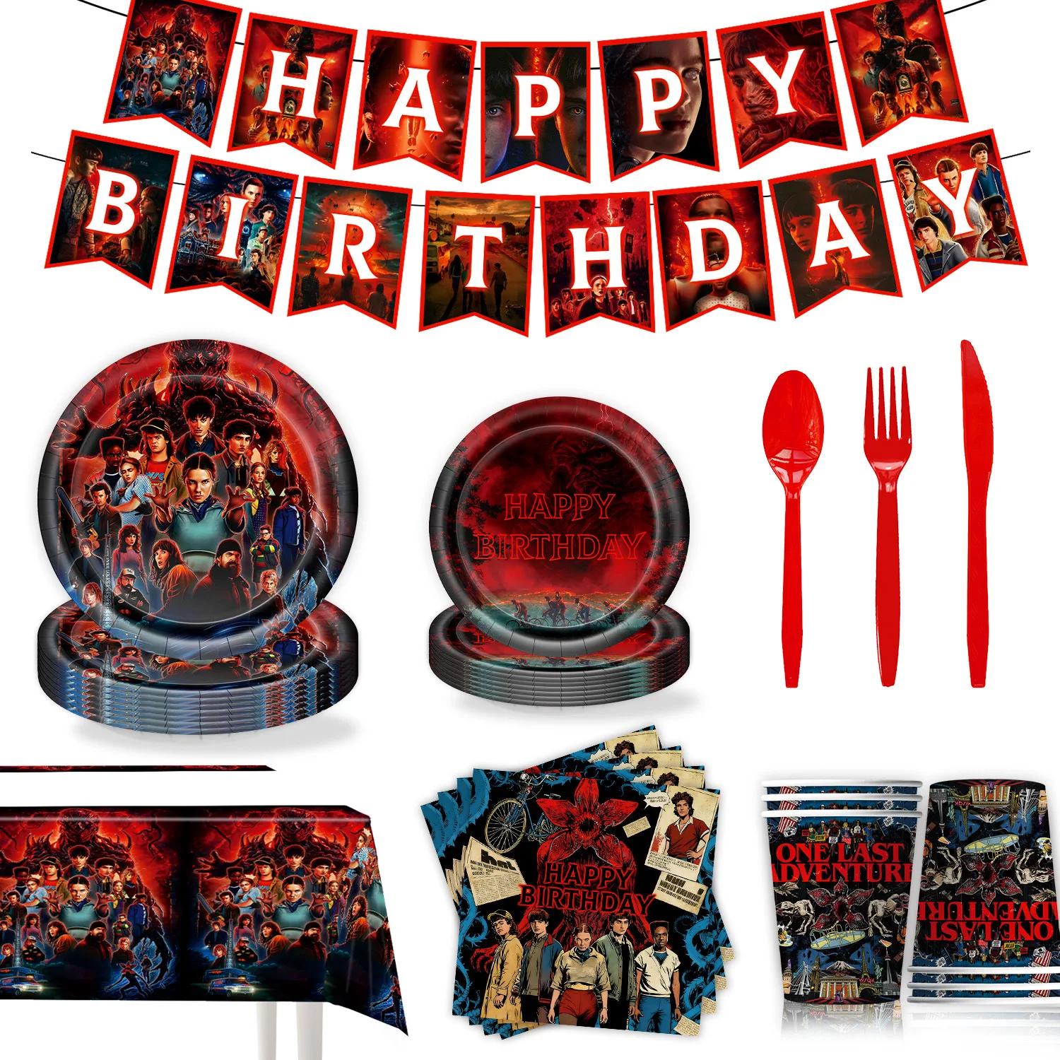Décorations de ballons pour fête d'anniversaire, assiettes jetables, nappes, cadeaux pour enfants, f