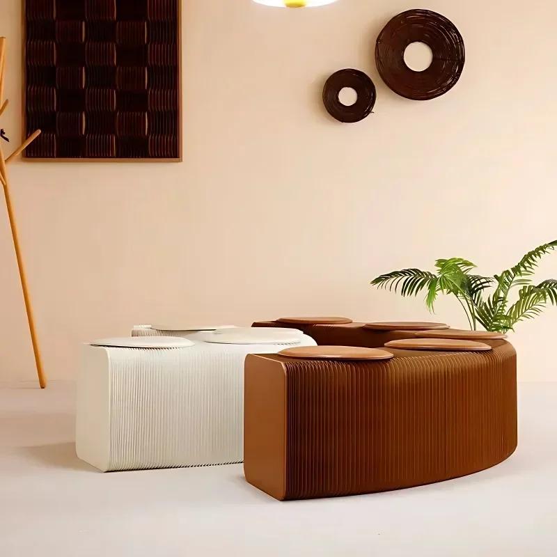 Tabouret pliant escamotable de papier de banc, tabouret paresseux télescopique de sofa, tabouret bas