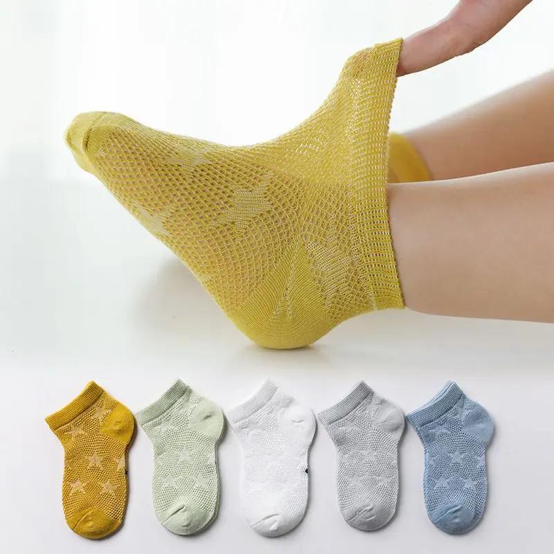 5 paires/lot été enfants chaussettes garçons filles bébé mode coton solide sauvage doux respirant en