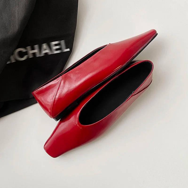 Dilalula 2025 Vintage en cuir véritable pompes femmes bout carré talons bas bureau dames quotidien c