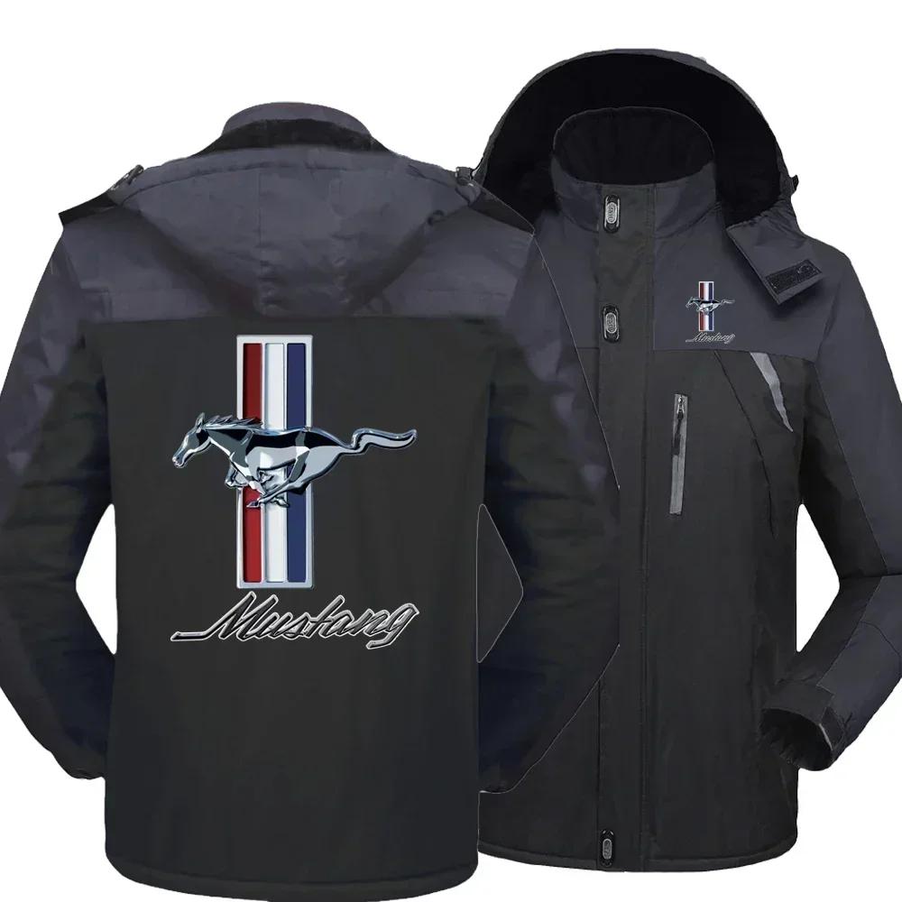 Vestes imperméables en polaire avec Logo Mustang pour hommes, nouvelle mode d'hiver, sweat à capuche