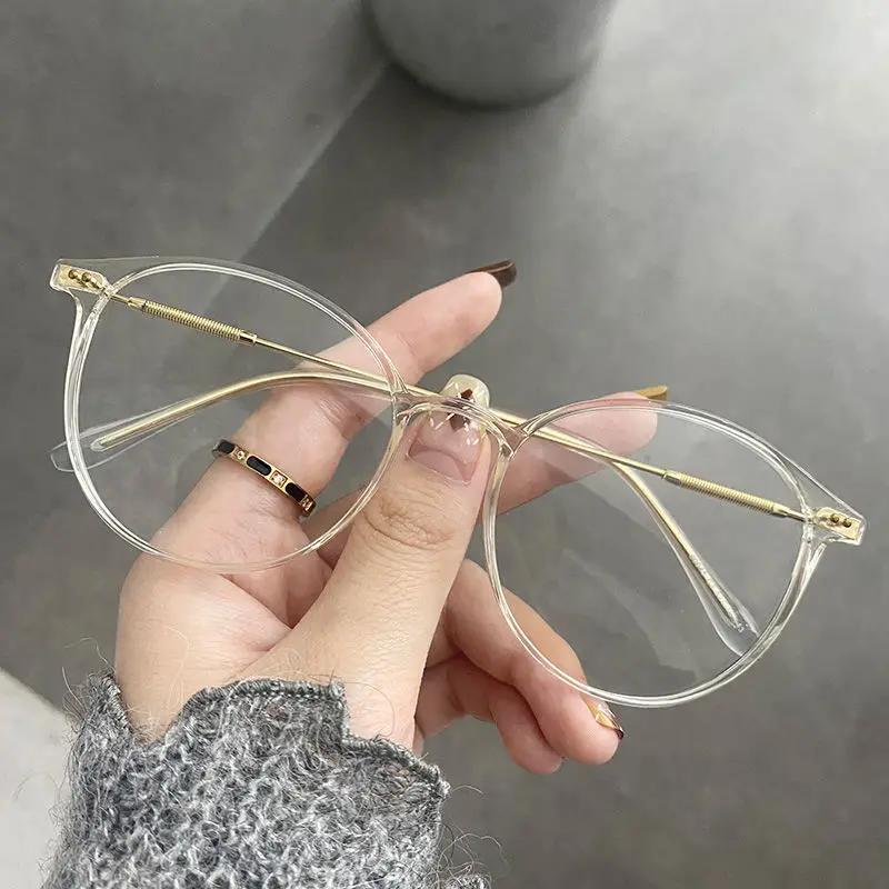 Nouvelles lunettes polygonales rondes unisexes pour hommes et femmes, monture en métal, verres simpl