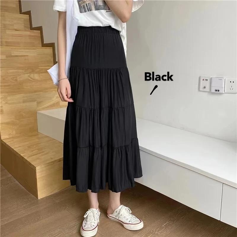 Printemps été femmes jupes Vintage taille haute élastique Patchwork blanc noir Chic longue gâteau a-