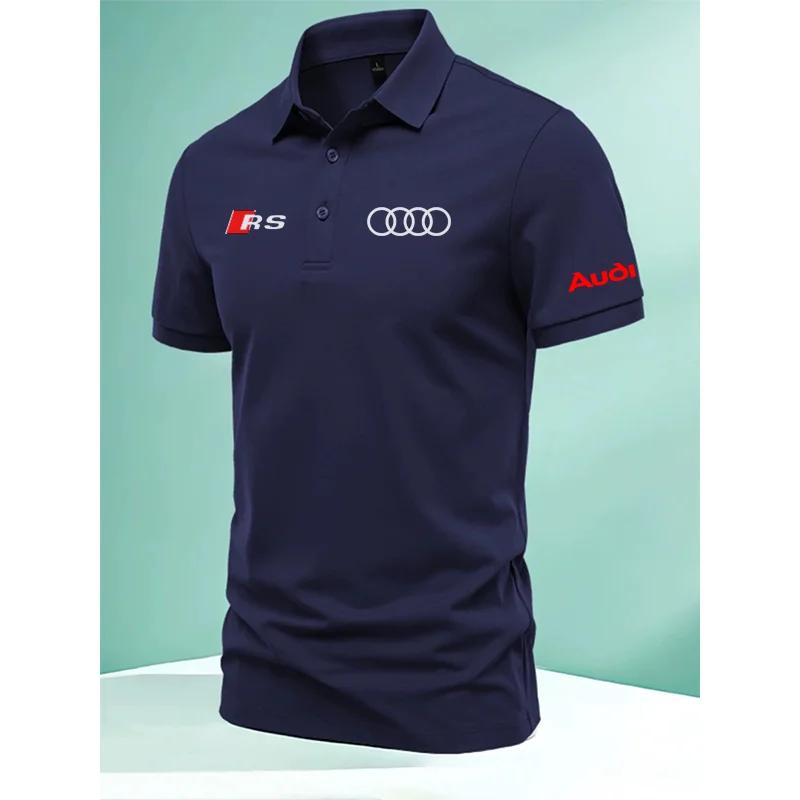 T-shirt à revers de haute qualité, chemise à manches courtes pour assistant de magasin Audi car 4S,