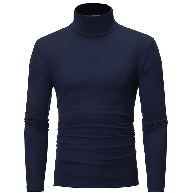T-shirt col haut pour hommes, coupe cintrée, mode, haute élasticité, manches longues, vêtements déco