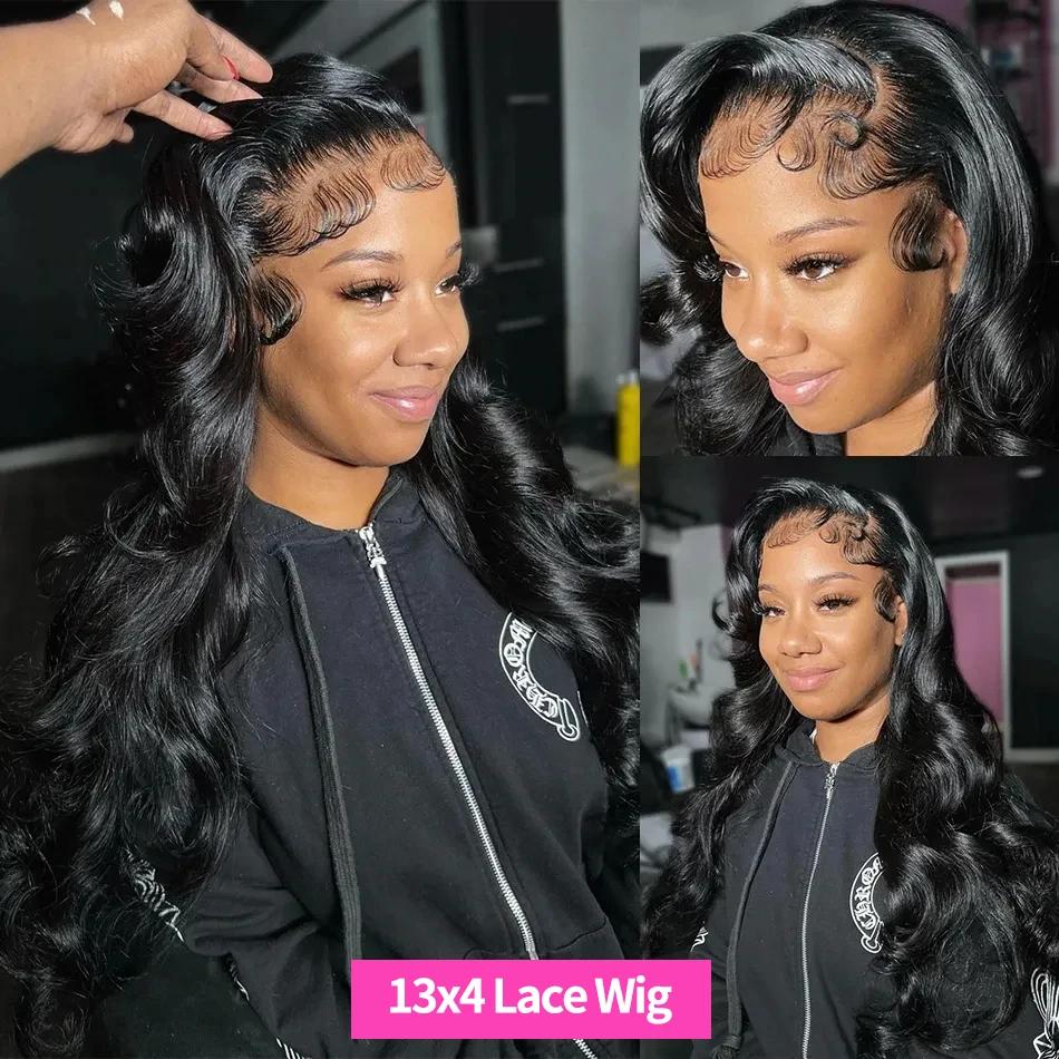 Perruque Lace Front Wig Body Wave Brésilienne Naturelle, Cheveux Bling, 13x4 13x6, Pre-Plucked, Tran
