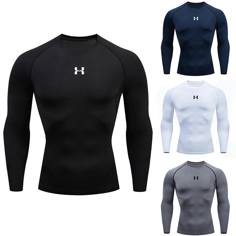 T-shirt de compression à manches longues pour homme, séchage rapide, coupe ajustée, idéal pour l'ent
