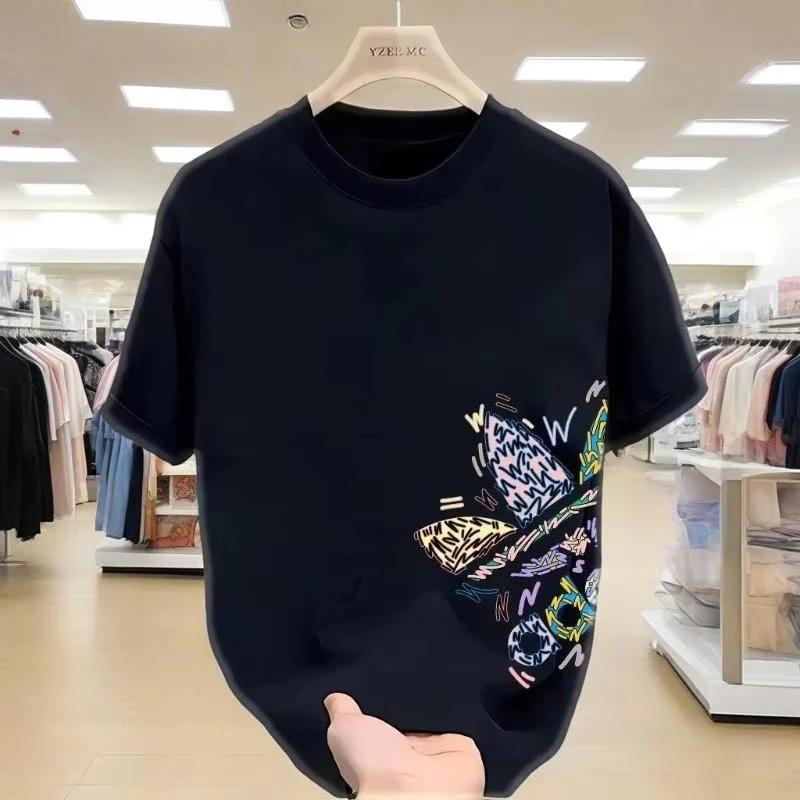 T-shirt d'été américain en coton à manches courtes pour jeunes hommes et femmes, hauts tendance à co