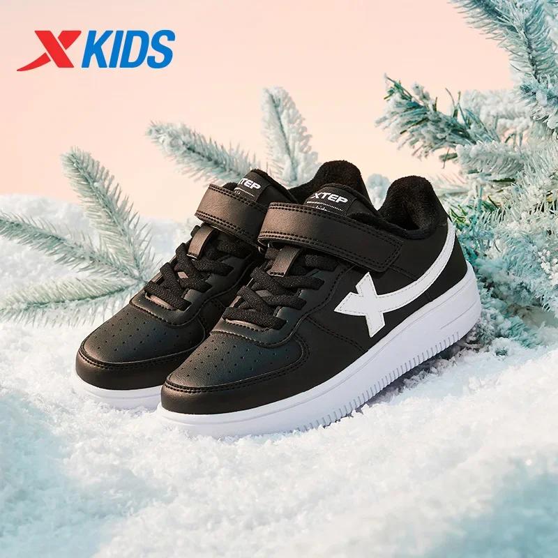 Xtep chaussures en coton pour enfants unisexe hiver tout assorti imperméable antidérapant léger chau