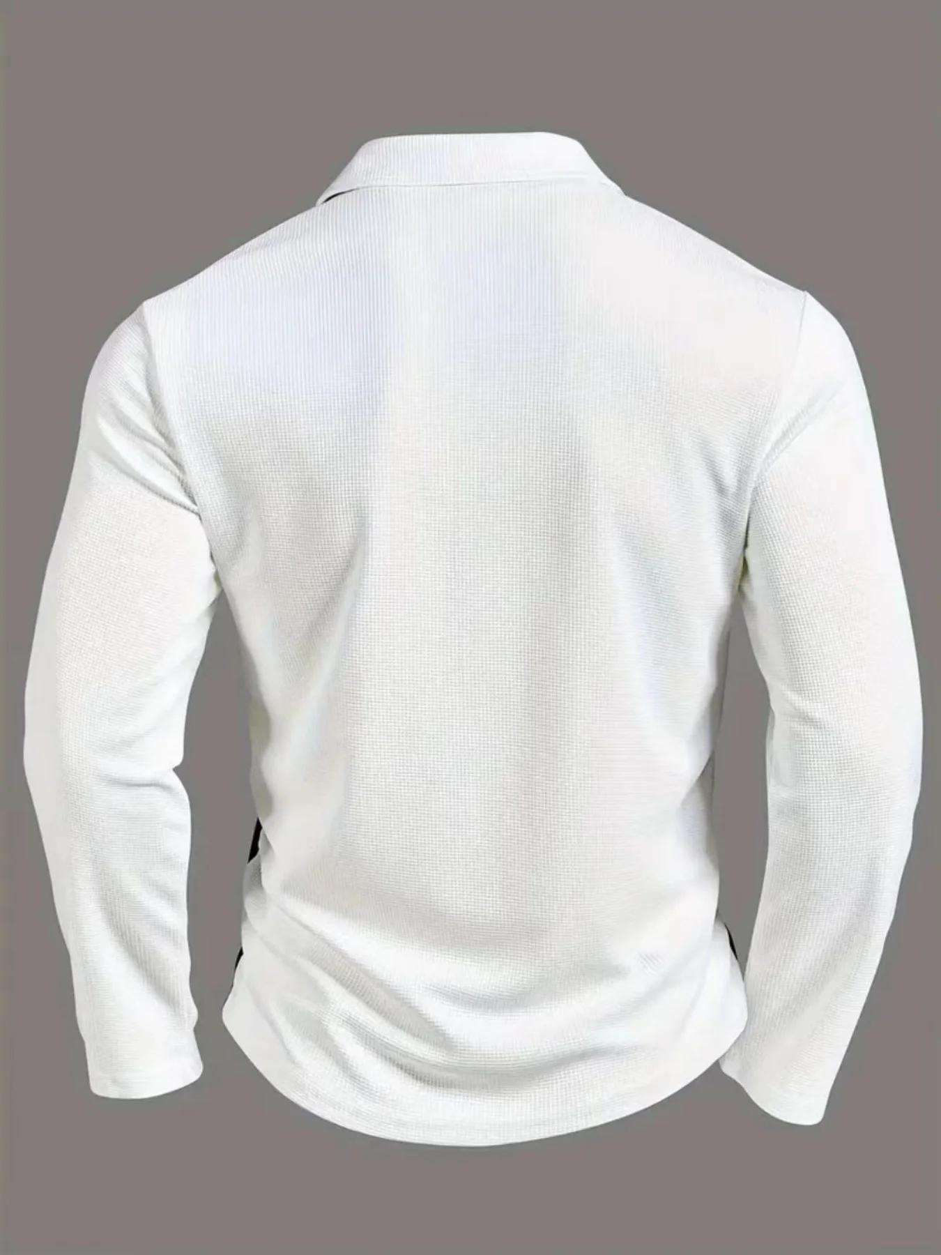 Polo à manches longues en tricot gaufré pour homme Volvik, coupe ajustée, color block, polo de golf