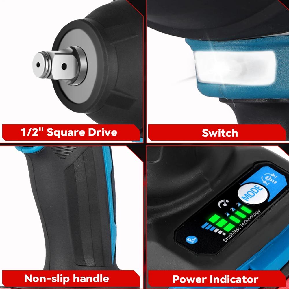 ONEVAN clé à chocs électrique sans fil à couple élevé 1800N.M 1/2 "perceuse tournevis outils électri