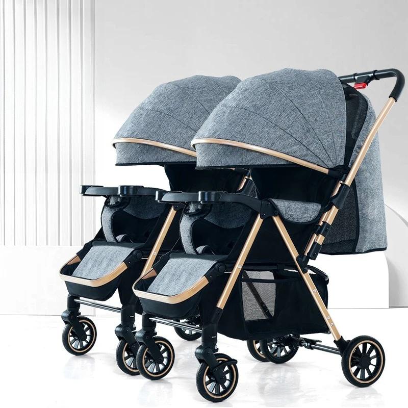Poussette double détachable pour deuxième enfant, peut s'asseoir ou s'allonger, poussette pliable po