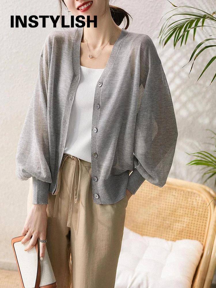 Cardigan à simple boutonnage pour femmes, col en V, mince, résistant au soleil, tricot coréen élégan