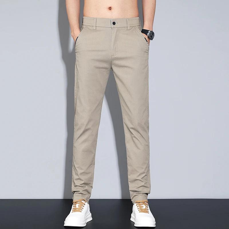 Pantalon Slim Décontracté de Haute Qualité pour Homme, Vêtement de Travail à Taille Moyenne, Broderi