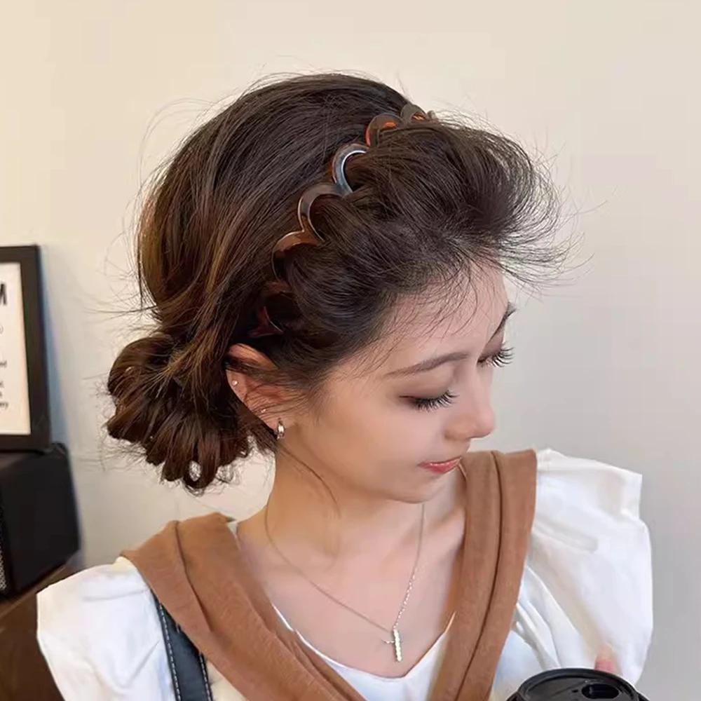 Peigne à cheveux coréen pour femmes, bandeau antidérapant en plastique en forme de U, cerceaux pour