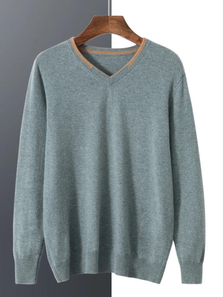 Pull basique à col en V pour hommes, pull à manches longues, pulls décontractés intelligents, veste