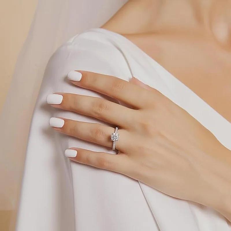 Bague solitaire en Moissanite certifiée Lnngy, 8mm, 2ct, en or 14K, pour femmes, bijoux de fête de m