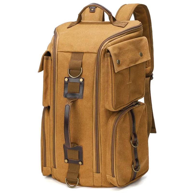Sac à dos en cuir vintage pour homme et femme, sac à dos en toile cirée, sac à dos de voyage à main,