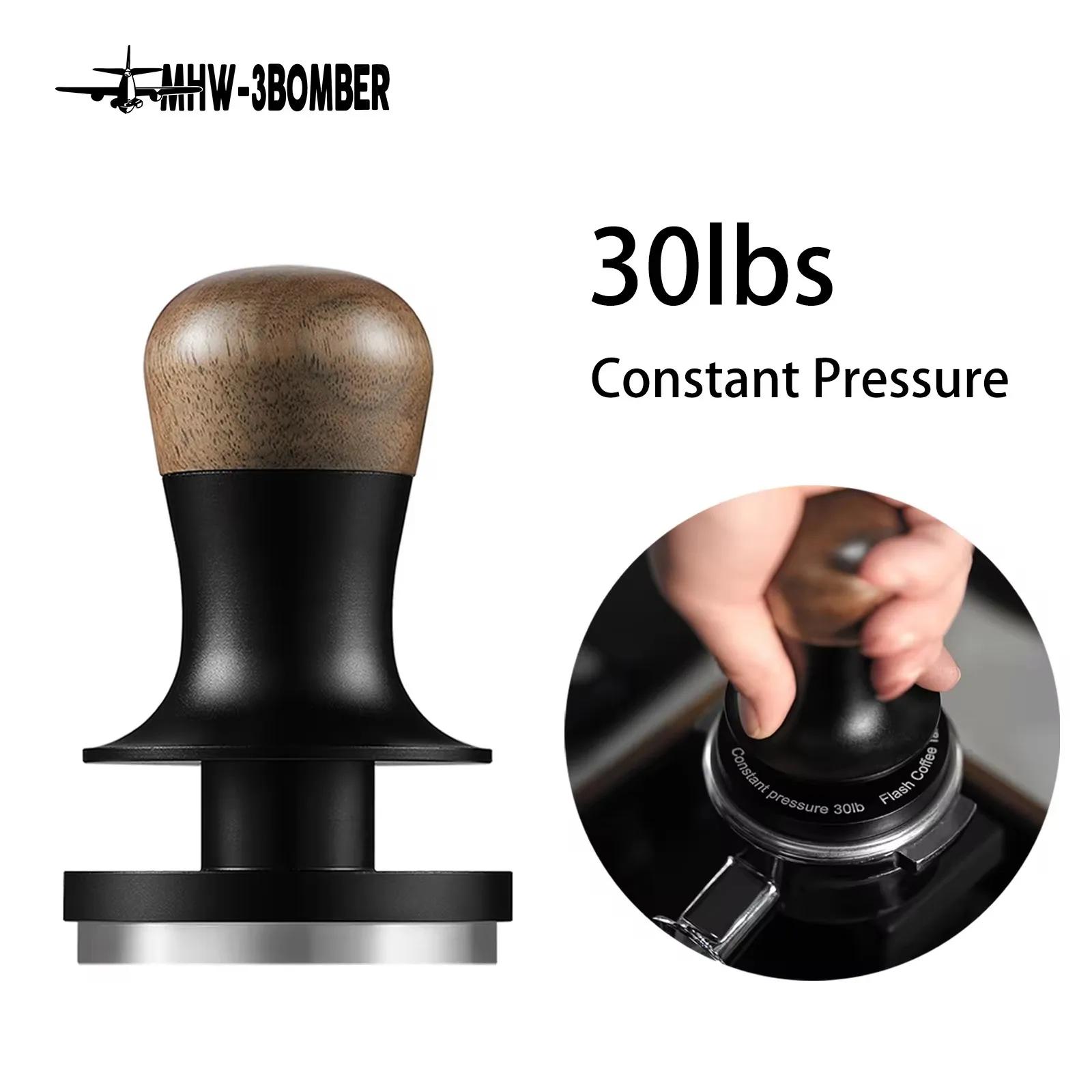 MHW-3BOMBER Tamper à café à pression constante 30 lb, 51 mm, 53 mm, 58 mm, tamper plat pour expresso