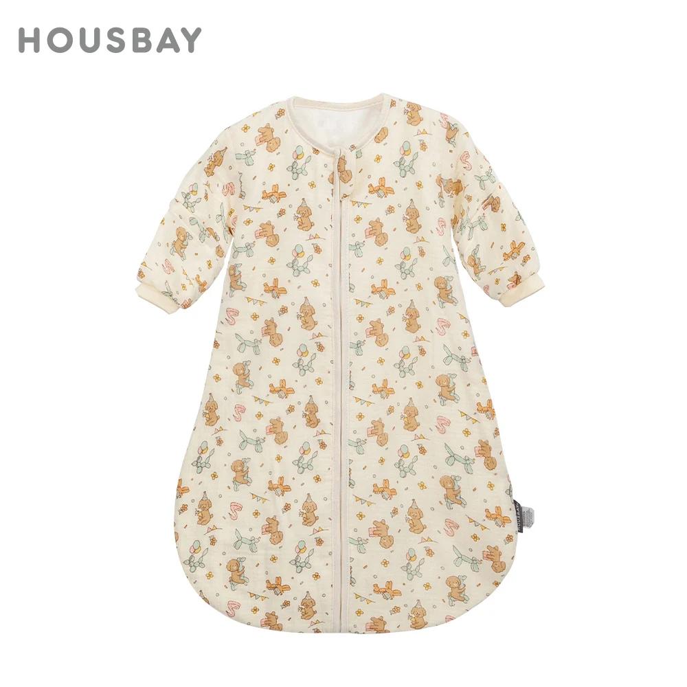 Sac de couchage bébé 0-24 mois manches amovibles : gaze coton respirante pour nuits douces