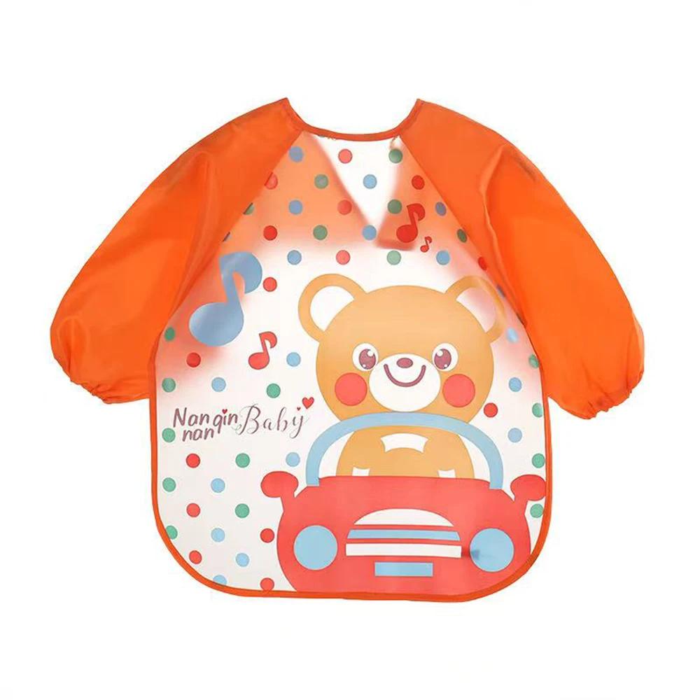 Bavoir anti-salissures pour bébé de 0 à 3 ans manteau à manches longues avec sangle doux mignon moti