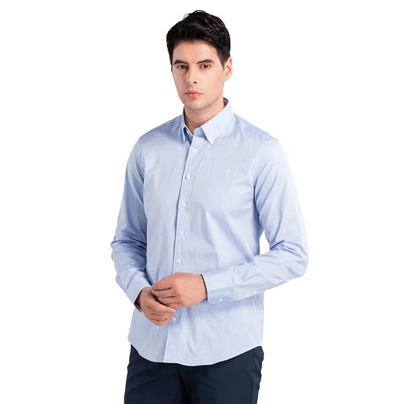 CHCH 2024 nouvelle mode 100% coton à manches longues chemise solide coupe ajustée mâle Social décont