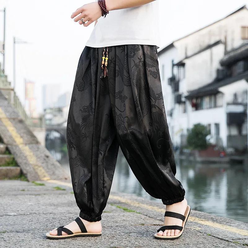 FGKKS 2023 pantalons de marque d'extérieur pour hommes Lce soie Dragon fleur foncée lâche Bloomers h
