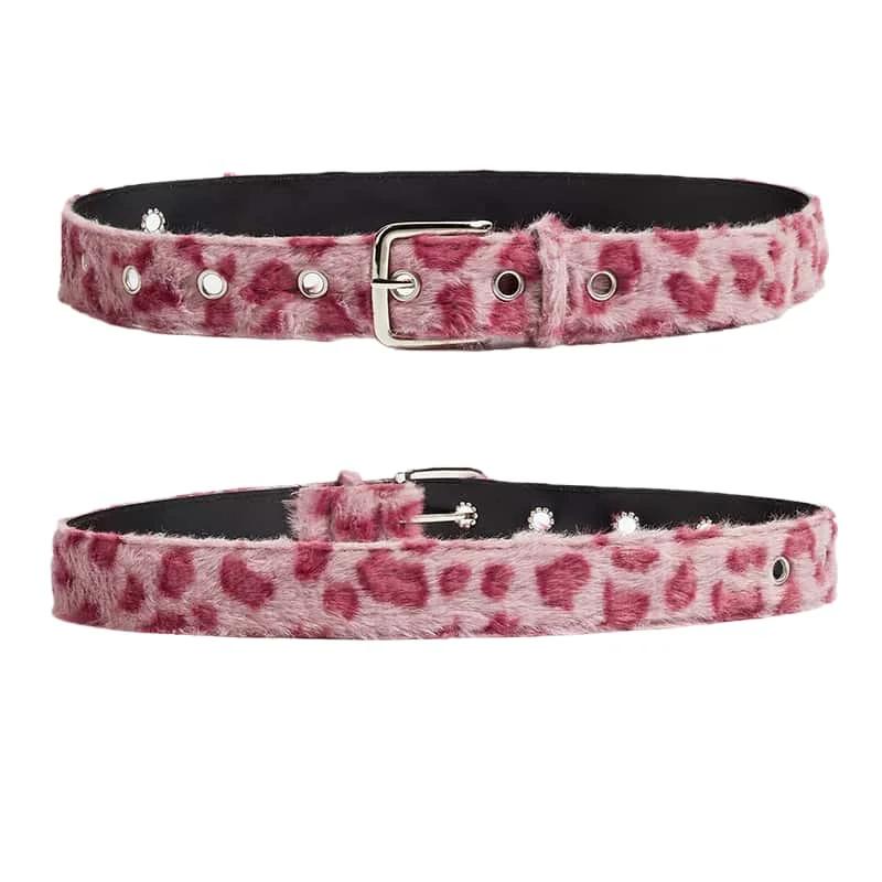 Ceinture en peluche rose pour femmes, tendance Y2k, accessoires pour jeans polyvalents, boucle ardil