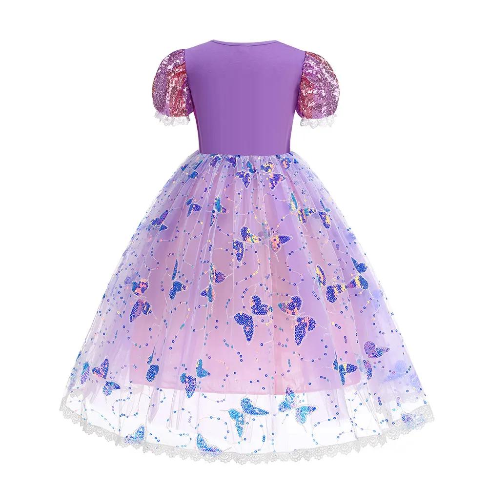 Robe princesse Rapunzel lumineuse LED 2026 - Robe de bal Noël cosplay Tangled petite fille