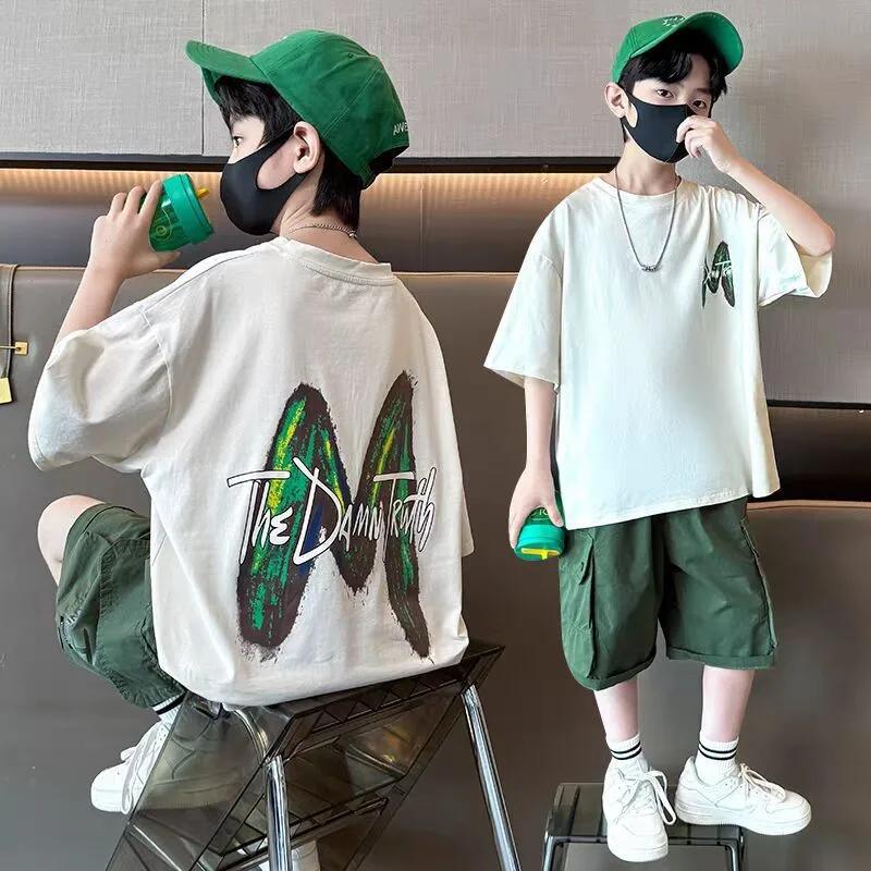 Ensemble de vêtements d'été pour adolescents garçons, T-shirt à manches courtes et pantalon, costume