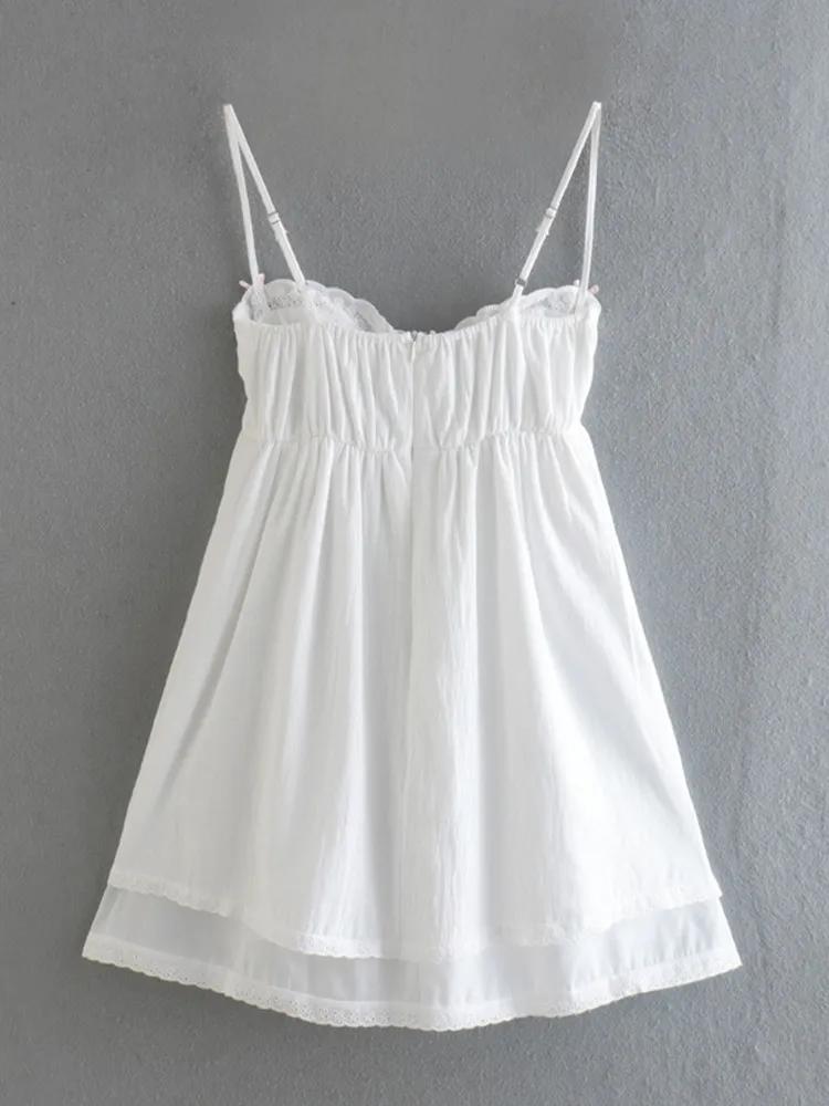 Mini Robe Sexy en dentelle brodée épissée blanche, soutien-gorge, style Corset, dos nu, patineuse de