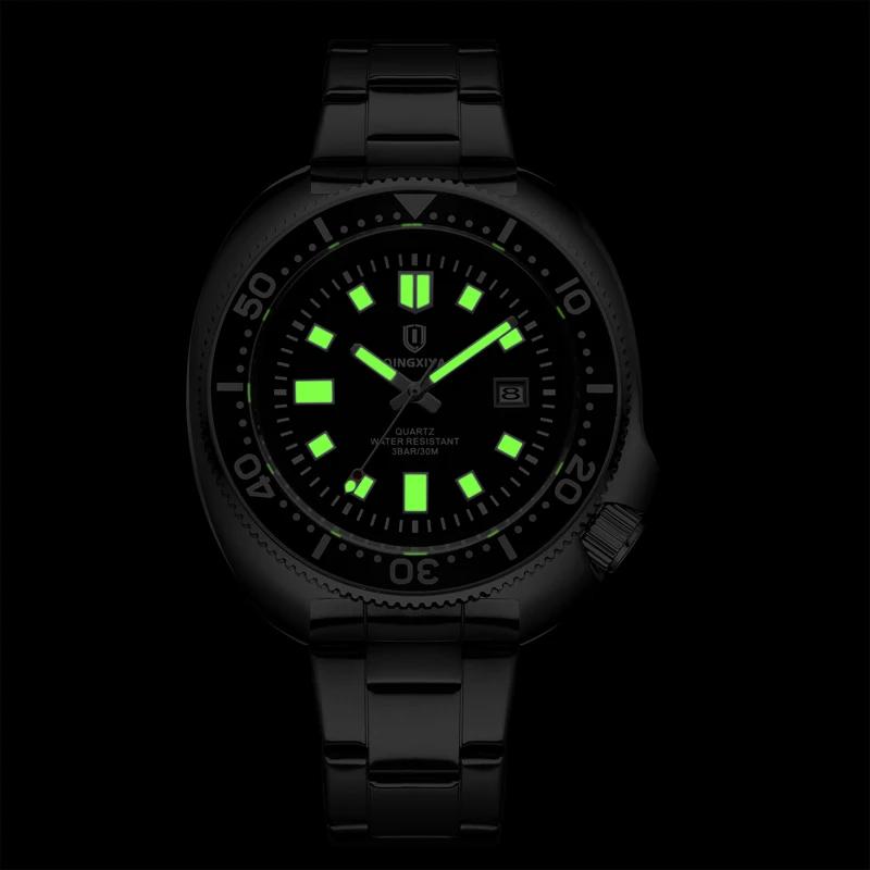 QINGXIYA tout nouveau Design de mode Date montre à Quartz pour hommes en acier inoxydable étanche lu
