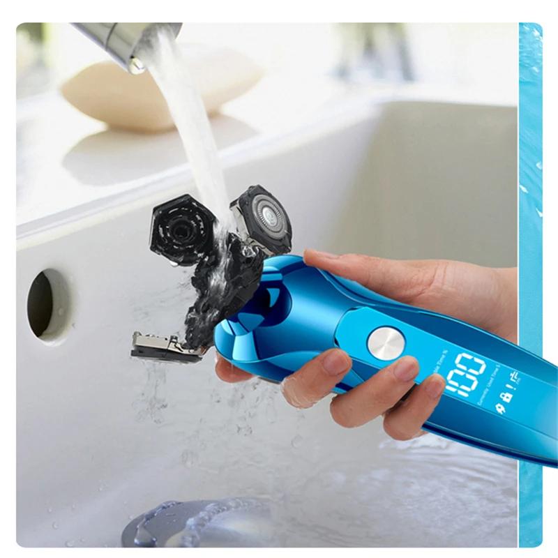 Rasoir électrique ZOZEN, tondeuse à barbe rechargeable avec interrupteur tactile, machine à raser et
