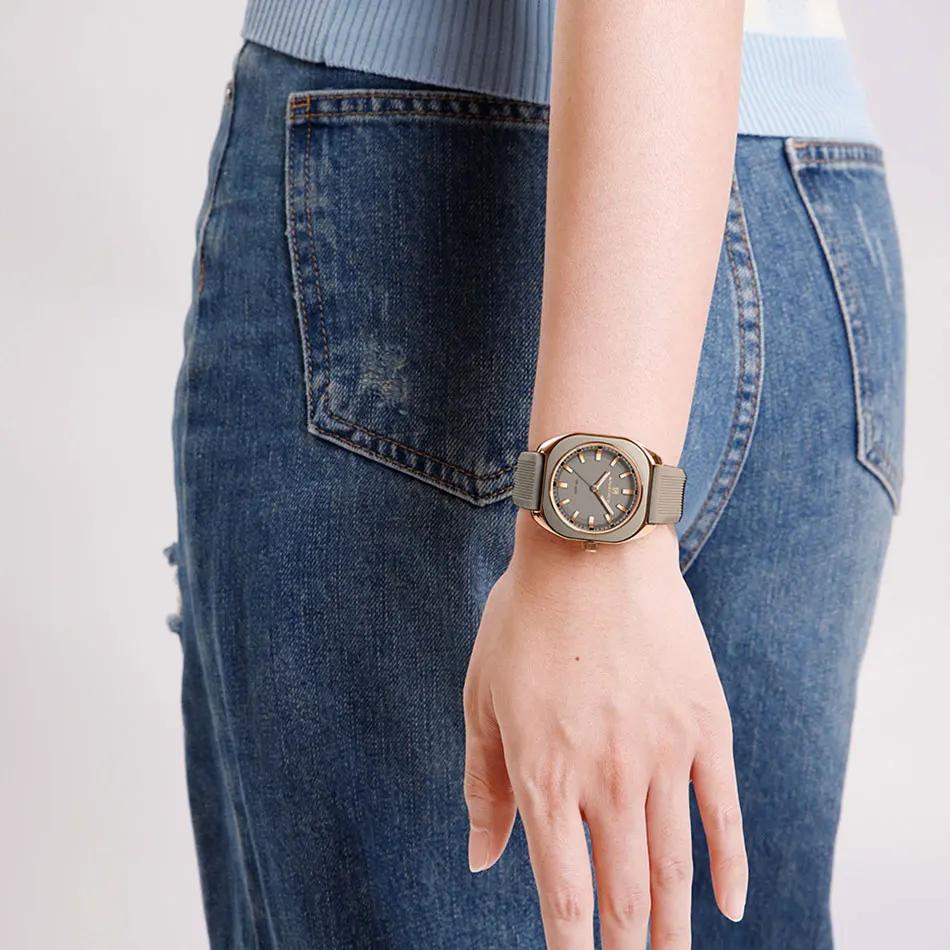 NAVIFORCE mode femmes décontracté élégant Simple polygone Quartz Silicone montre cadeau pour femmes