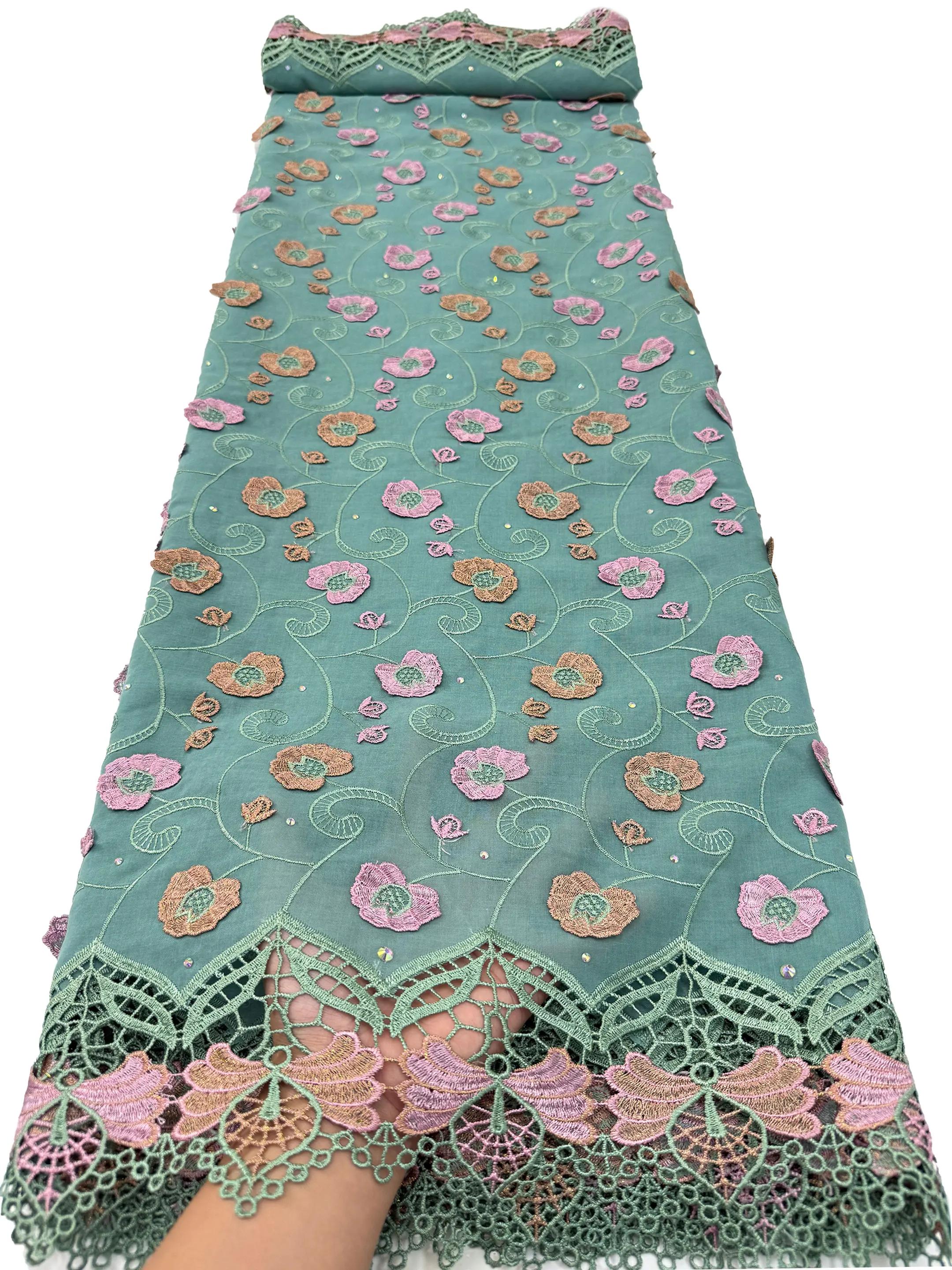 Tissu nigérian français en dentelle suisse de luxe, de haute qualité, avec strass, pour robes élégan