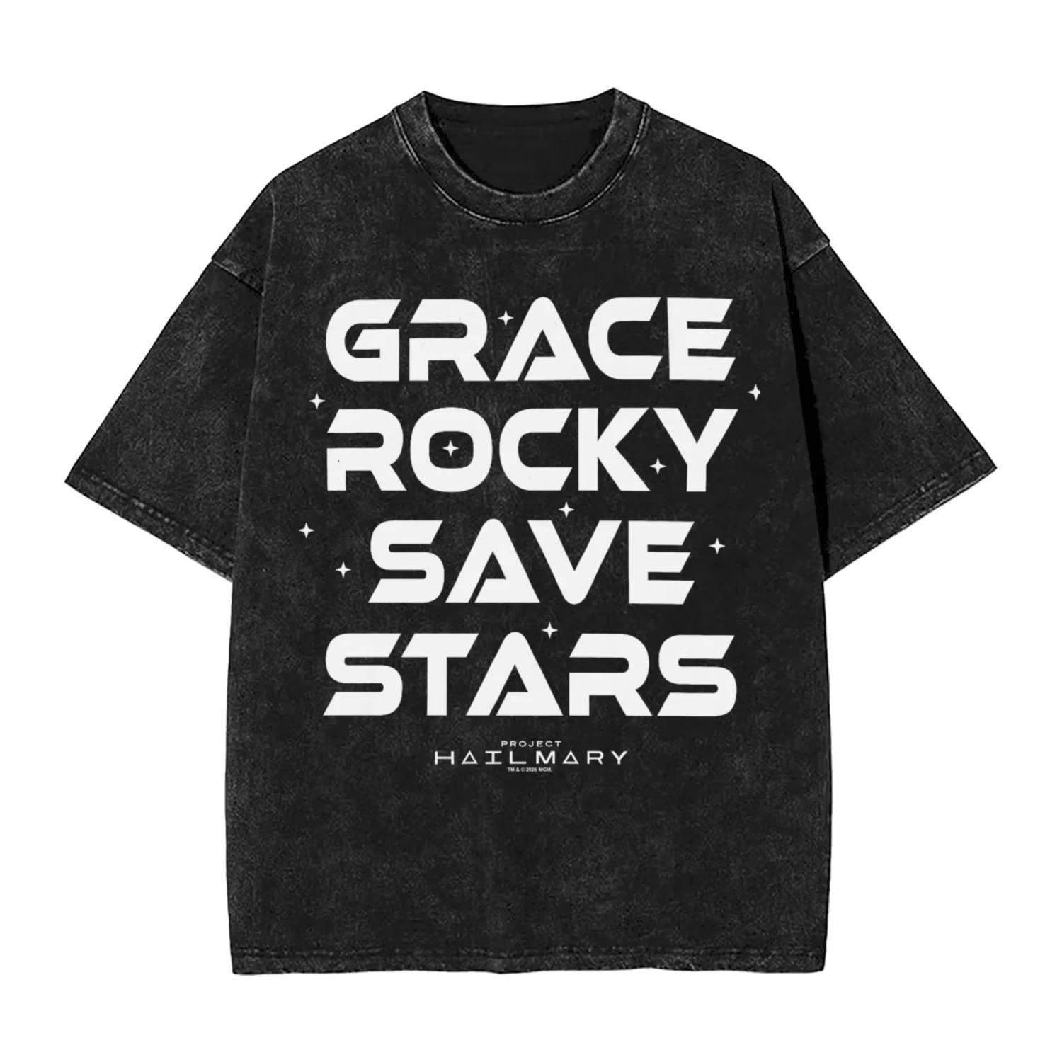 Men Project Hail Mary Rocky The Alien Distressed Portrait T-shirts, vêtements de plage, Y2K, t-s