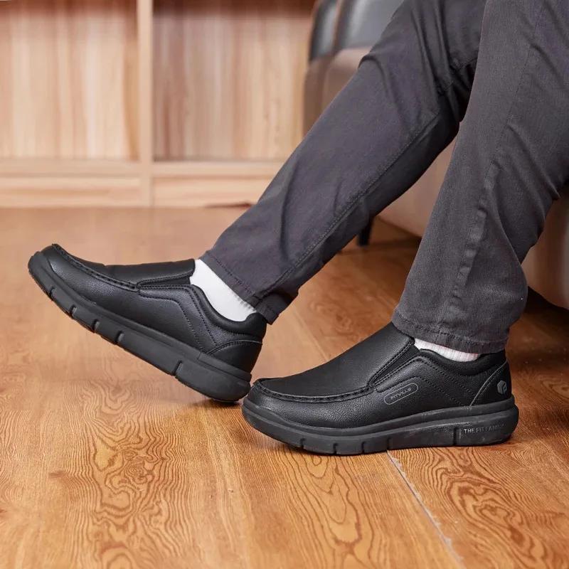 Fitville chaussures en cuir pour hommes large largeur 2E chaussures décontractées à enfiler légères