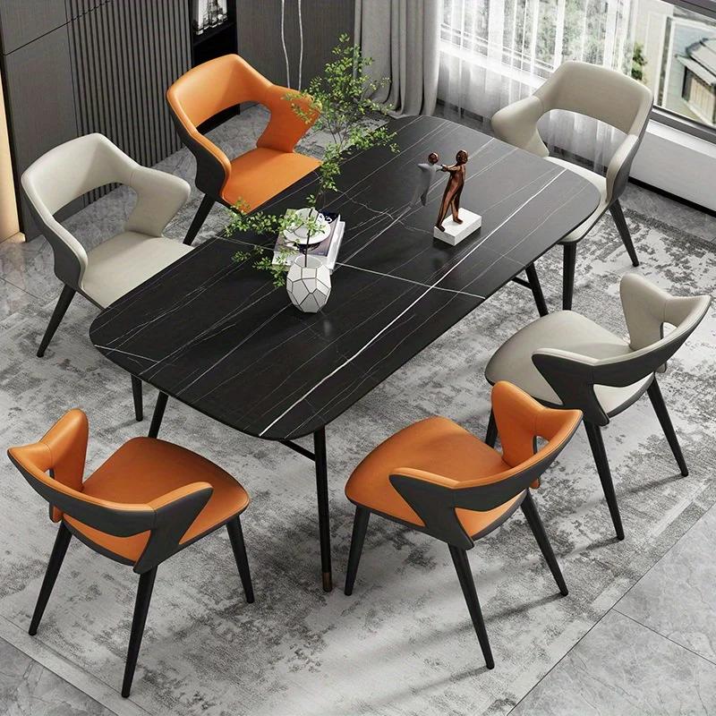 Chaise de salle à manger en cuir de Style français avec dossier, Design creux, adaptée au Clubhouse,