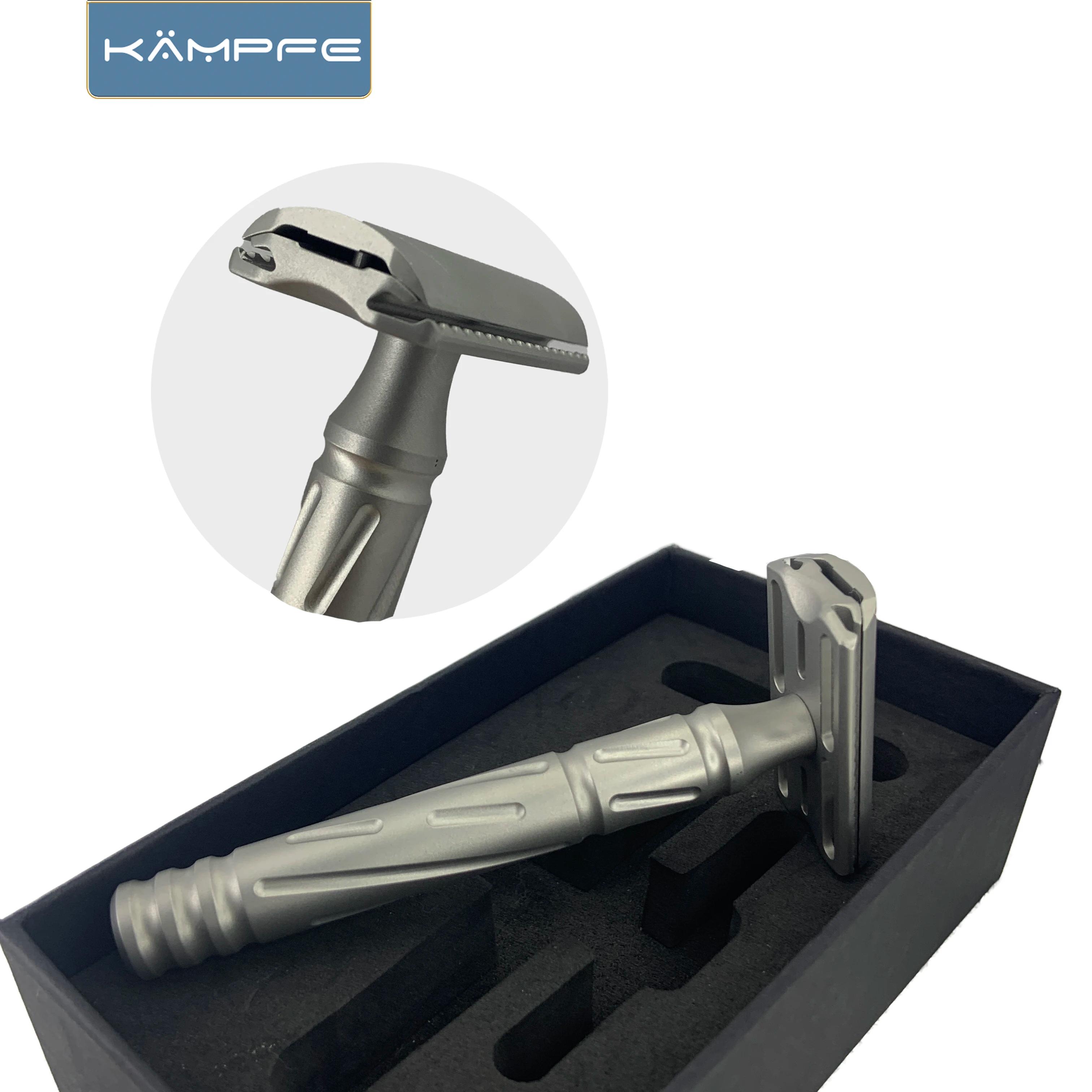 Rasoir de sécurité traditionnel pour homme KAMPFE CNC, double tranchant, en acier inoxydable, pour u