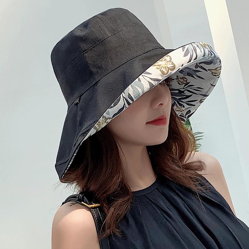 Chapeau seau pour femmes, chapeau de pêcheur quatre saisons, chapeau à grand bord, Double face, pare