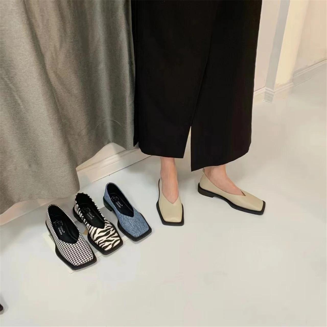 Bailamos-Chaussures plates carrées pour femmes, mocassins décontractés, doux, élastiques, ballerine